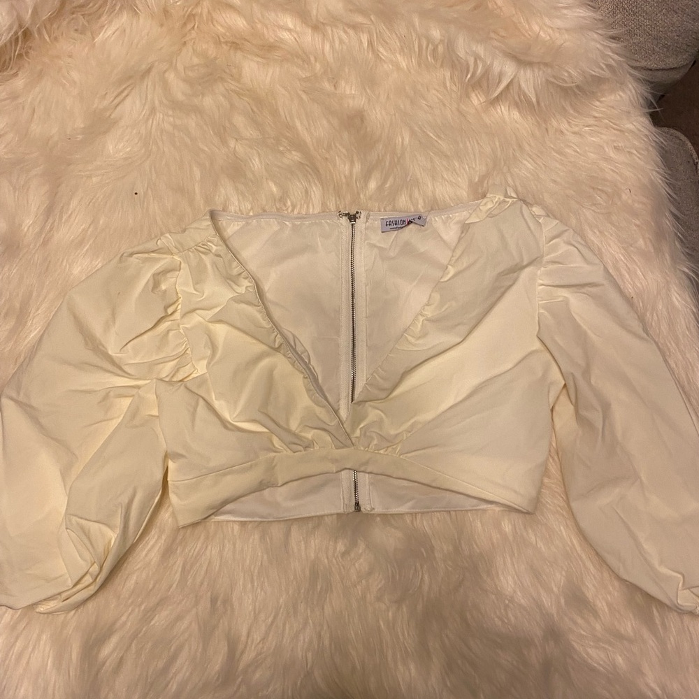 Fashion Nova Cream Puff Sleeve Blouse